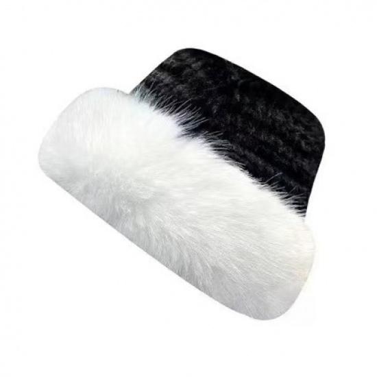 Fox Fur Plush Hat for Women, Winter Korean Style, Face-Slimming, Thickened and Warm Fisherman Hat, Japanese Style, Large Head Circumference,