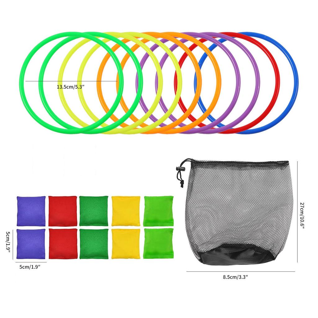 Carnival Bean Bag Toss Set with Ring Toss and Logo Bucket for Sensory Integration Training
