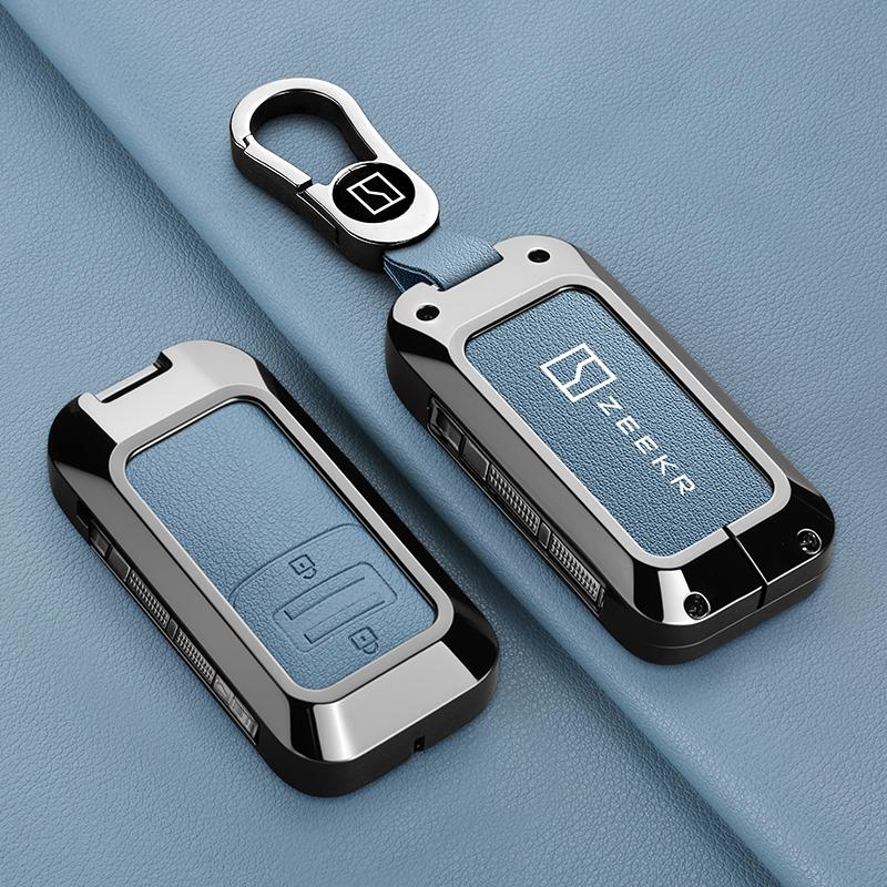 Чехол для ключа Zeekr Zeekr 001 9X Брелок из алькантары Сплав цинка Кожаный Чехол для умного ключа автомобиля Чехол для автомобильного ключа Аксессуары для брелока