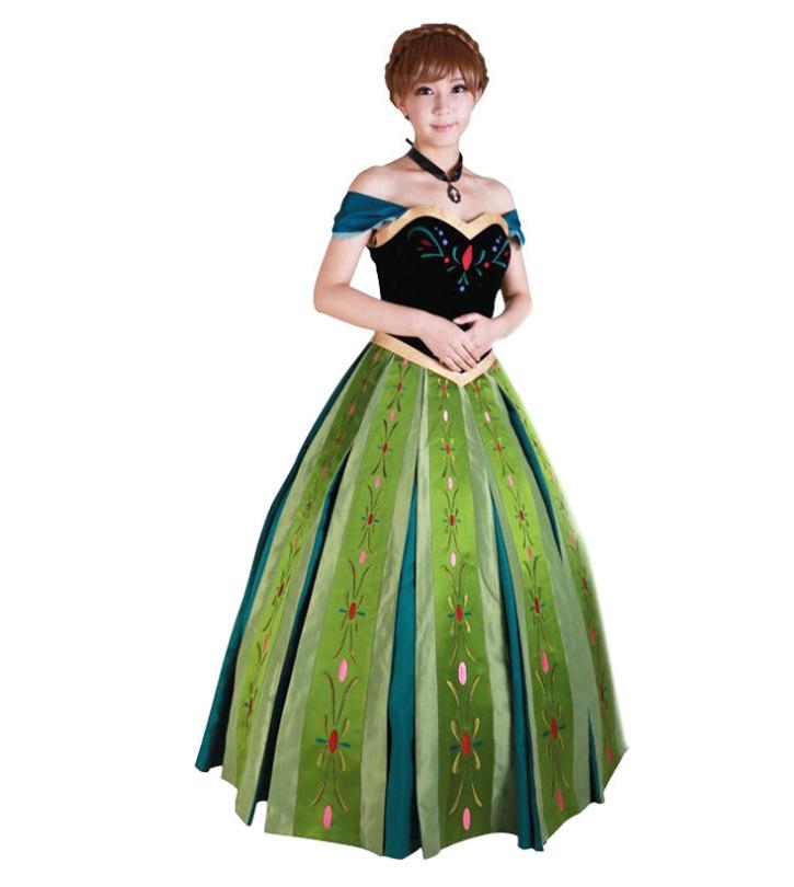 Princess Anna Frozen Cosplay Embroidered Gown Dress