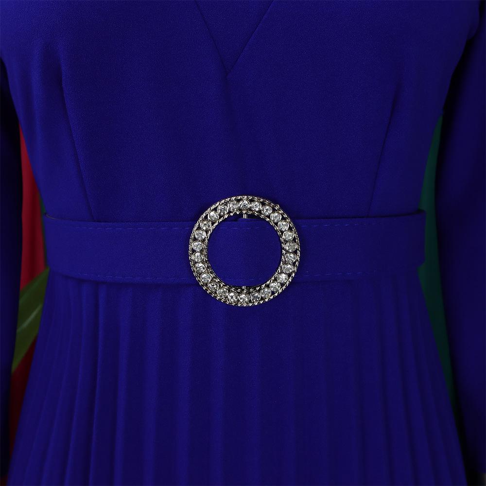 YYFS Women's Fashion Spring Fall Solid Color Print 3/4 Sleeves V-Neck High Waist Casual Dresses