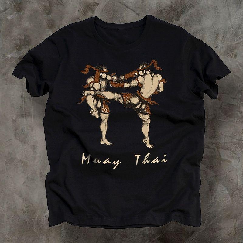 Муай-тай Боевой Фитнес Принт Футболка Летний Тренд Бренд Бокс Санда Короткий Рукав Хлопок Круглый Вырез Половина Рукава Одежда Футболка
