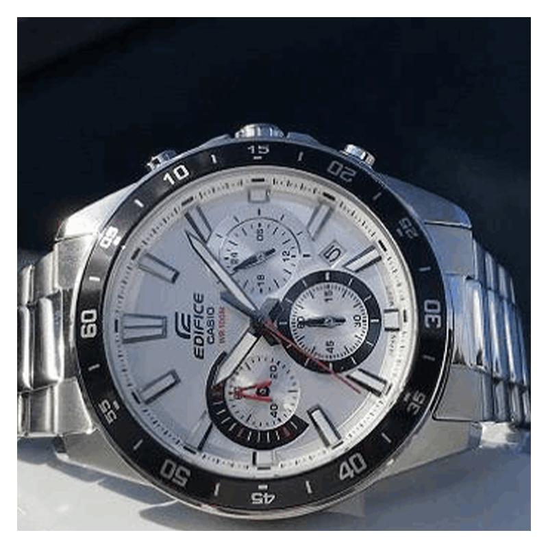 Casio EDIFICE Classic Casual Fashion Quartz Movement Stainless Steel Strap Japanese and Korean Watch Men's Watch Silver Dial EFV-550D-7AV