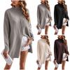 Ladies New Solid Color Half Turtleneck Pullover Sweater Fashionable And Comfortable Mid-length Split Top