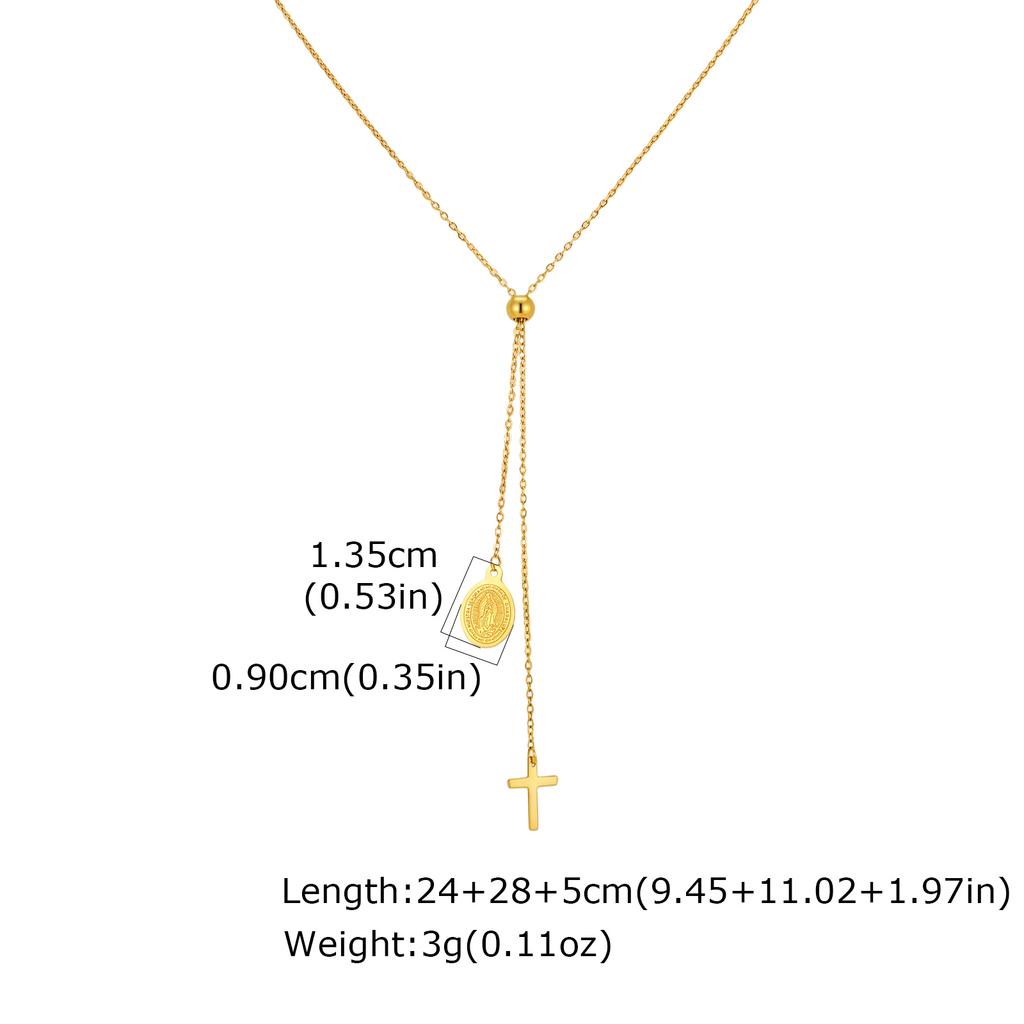 Xiaomi Vnox Virgin Mary Cross Charms Necklace for Women Stainless Steel Christ Cross Dangling Y-shape Pendant Charm Religious Jewelry