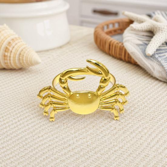 Yousheng Crab Napkin Ring, Reusable Metal Napkin Holder, Coastal Crab Napkin Holder for Summer Gatherings Beach House Parties