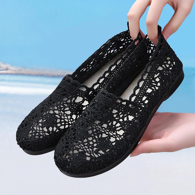 Женская обувь Рыбацкая обувь Женская сетчатая дышащая обувь на плоской подошве с мягкой подошвой Женская обувь в горошек Женская обувь Туфли на плоской подошве