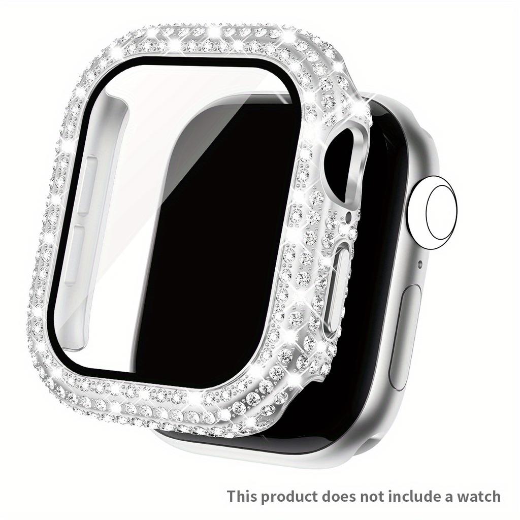 Чехол со стразами + Закаленное стекло для Apple Watch Series 11 10 9 8 7 SE, 46 42 45 41 44 40 38мм