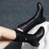 Fashion Autumn Winter Fleece-Lined Black Half High Boots for Women Y2k Waterproof Footwear Sale 2025 Novelty New Pu Mid Calf Shoes Woman