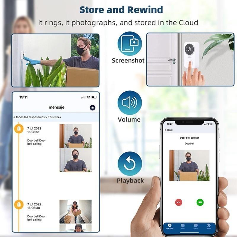 M8 Умный визуальный дверной звонок, двусторонний домофон, инфракрасная система ночного видения, удаленный мониторинг, система безопасности