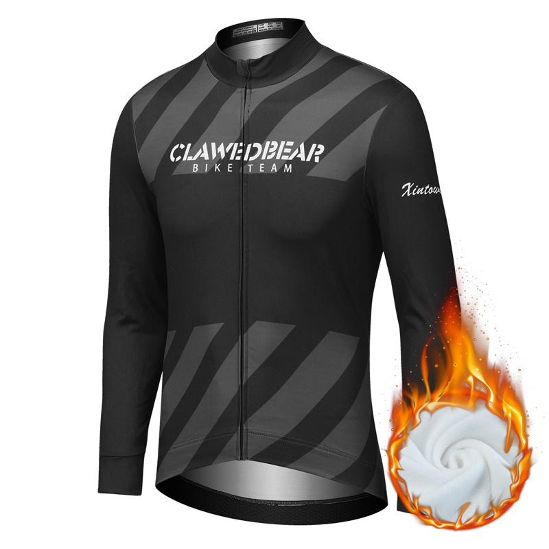 Зимние флисовые трикотажные изделия для езды на велосипеде, комплект одежды для велоспорта, сохраняющий тепло, мужской велосипедный костюм с длинным рукавом