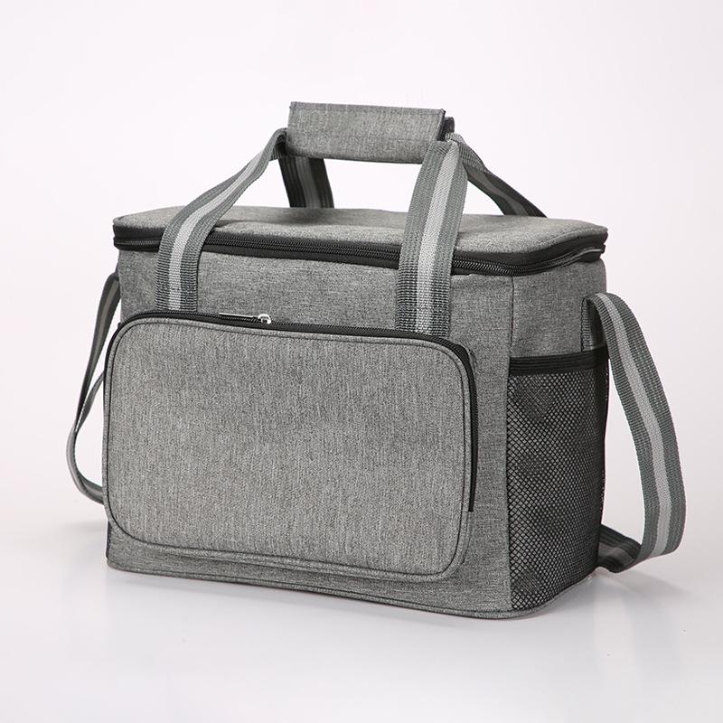 Gray 15L Portable Large Insulated Lunch Bag Shoulder Carry Outdoor Picnic Lunch Bag Waterproof Leak-proof Thickened Handheld