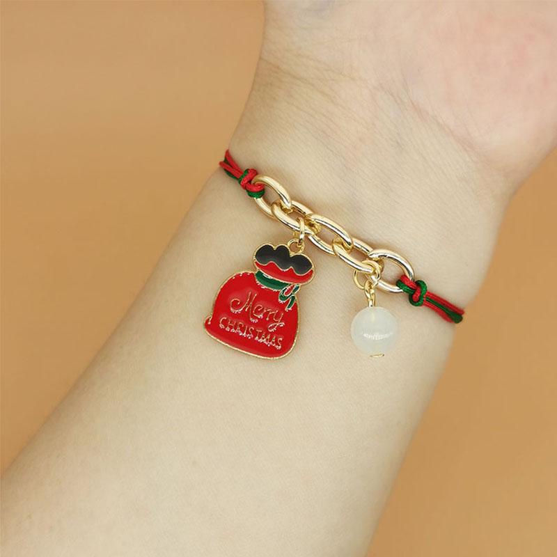 Очаровательный плетеный веревочный кулон-браслет Лось Снеговик Сплавная цепочка Новый год Рождественский подарок Ювелирные изделия