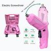 1 Set Cordless Electric Screwdriver Rechargeable Rotating Handle LED Small Power Screwdriver Accessories Kit Home DIY Project Supplies