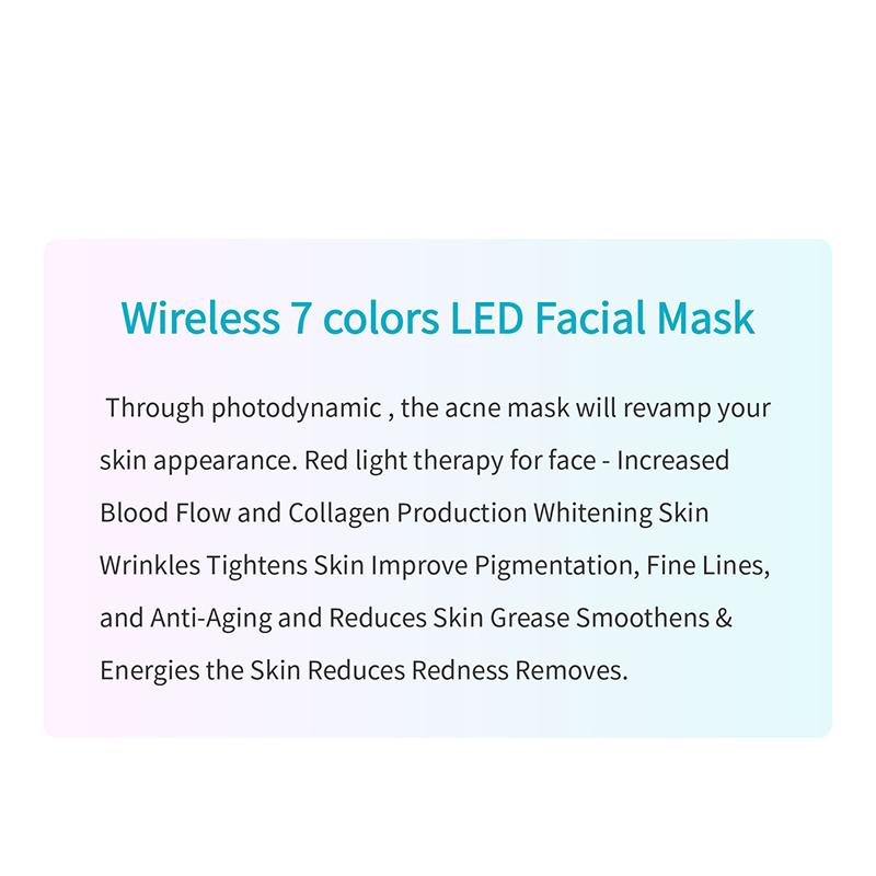 Premium 7 Colors LED Beauty Mask 600mAh Wireless Photon Facial Mask Machine Therapy Acne Anti Aging Skin Tightening Lifting Tool