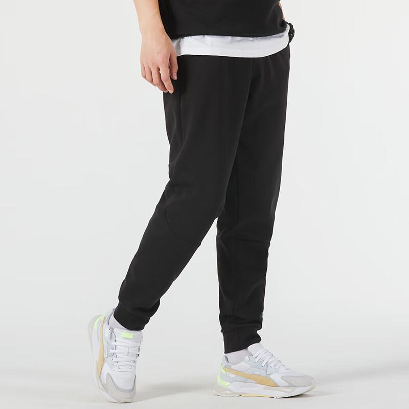 Puma Однотонные повседневные тренировочные трикотажные спортивные брюки средней посадки для мужчин, черные 681295-01