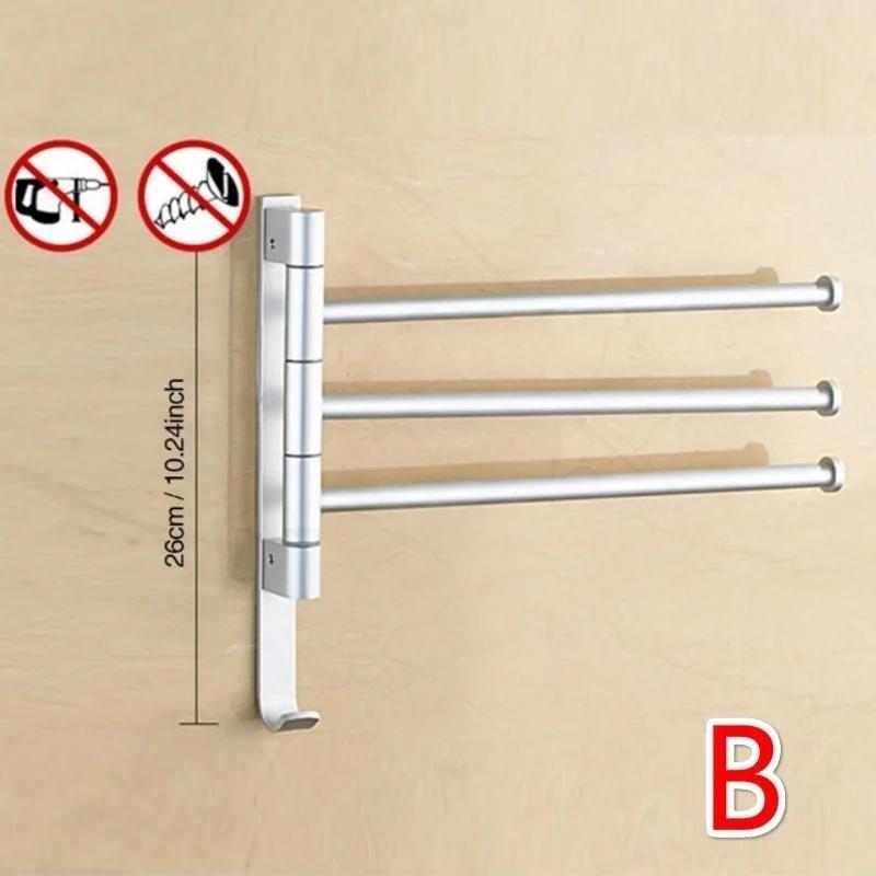Настенная вешалка для полотенец из нержавеющей стали Полировка Вешалка Фурнитура Неперфорированная Вешалка для полотенец Вращающаяся вешалка для полотенец Ванная Кухня