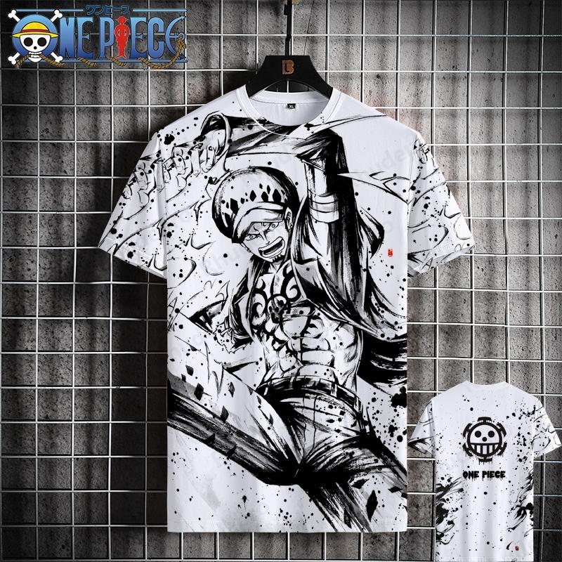Мужская футболка One Piece Повседневная футболка с коротким рукавом Принт с аниме-персонажем Модная уличная одежда