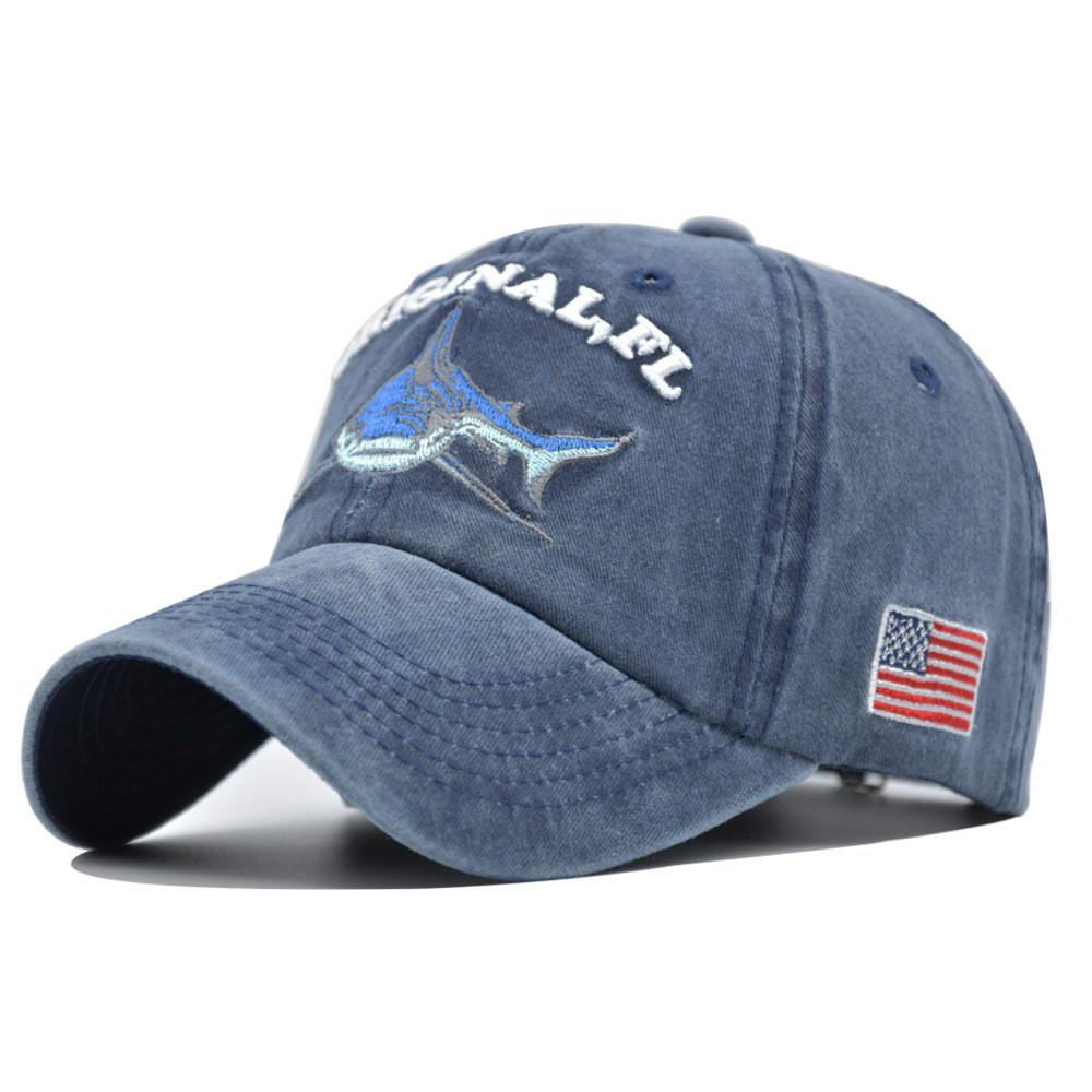 Shark Embroidered 3d Letter Baseball Cap Unisex Adjustable Cotton Casual Hat