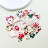 50-Piece Christmas Alloy Enamel Charms Set: Mixed Style DIY Pendants and Dangle Charms.