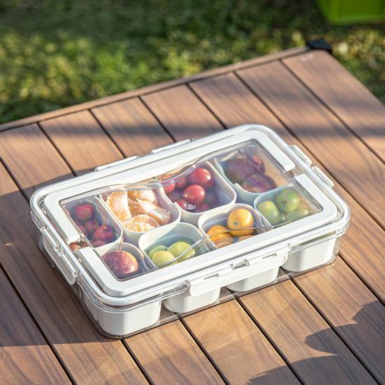Коробка для хранения продуктов, коробка для закусок, контейнер с крышкой, большая емкость, не содержит бисфенол-А, прозрачный дизайн, легко чистить, разделенный поднос для сервировки