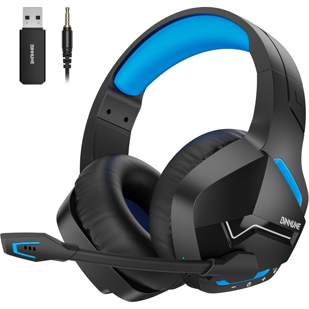 NUBWO BW01 Wireless Gaming Headset with Microphone for PC/PS4/PS5, 2.4G Wireless Bluetooth USB Gamer Headphones with Mic for Laptop Computer