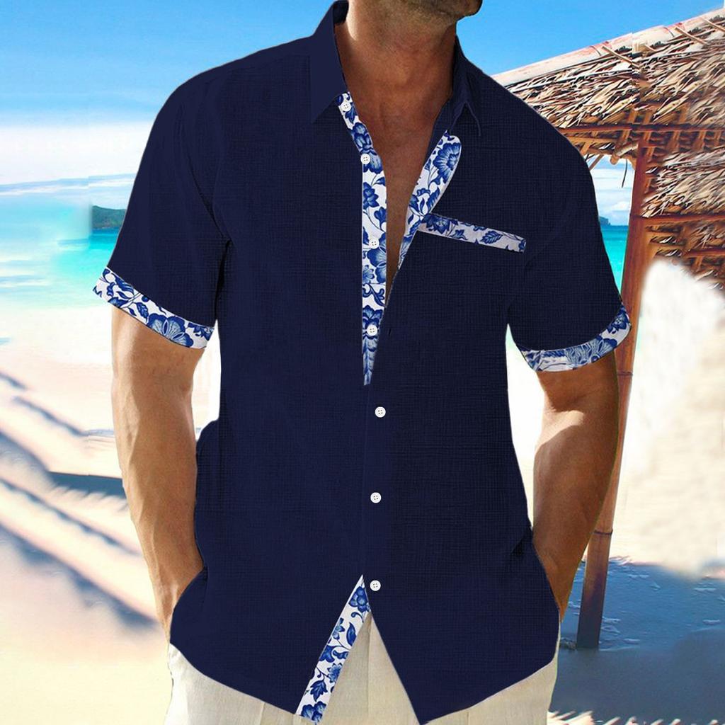 Гавайская рубашка для мужчин, мужские винтажные рубашки для боулинга на пуговицах, летняя пляжная рубашка с коротким рукавом