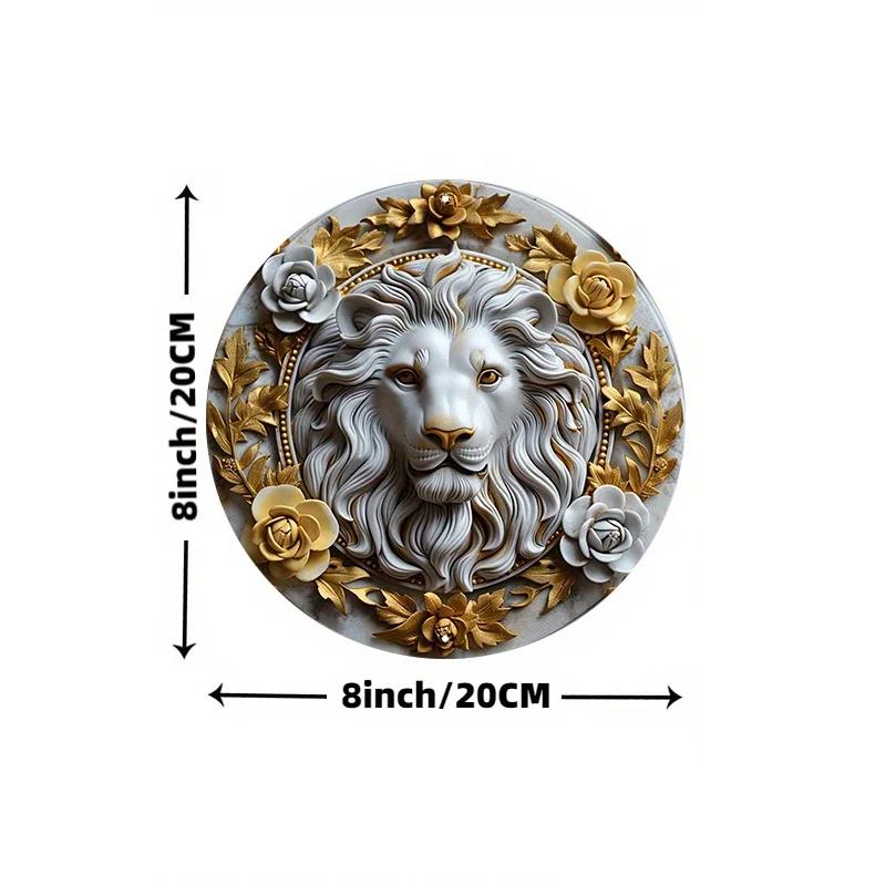 Декор в виде головы льва из дерева с HD-печатью, настенное искусство с предварительно просверленными отверстиями, круглый знак, дверная вешалка или венок для украшения стены входной двери церкви, идеальный вариант