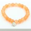 Stones and Minerals. Orange Chalcedony Pearl Bracelet 8 Mm. Made In France. Customizable Size.