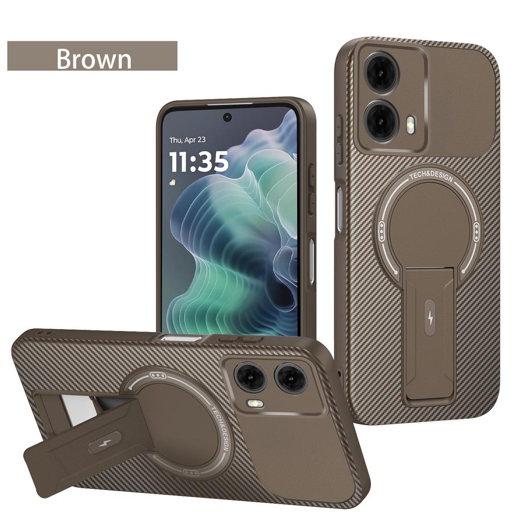 Высококачественный чехол для телефона Motorola Moto G35 5G, текстура углеродного волокна, магнитная беспроводная зарядка, складная подставка, защитные чехлы