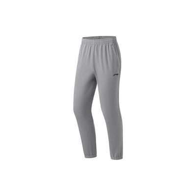 Штаны мужские спортивные Li Ning Running Series однотонные флисовые с манжетами, теплые, цвета акулий серый AYKT049-3