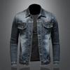 Slim Fit Stretch Men's Lapel Denim Jacket+trendy Youth Blue Denim Jacket D422
