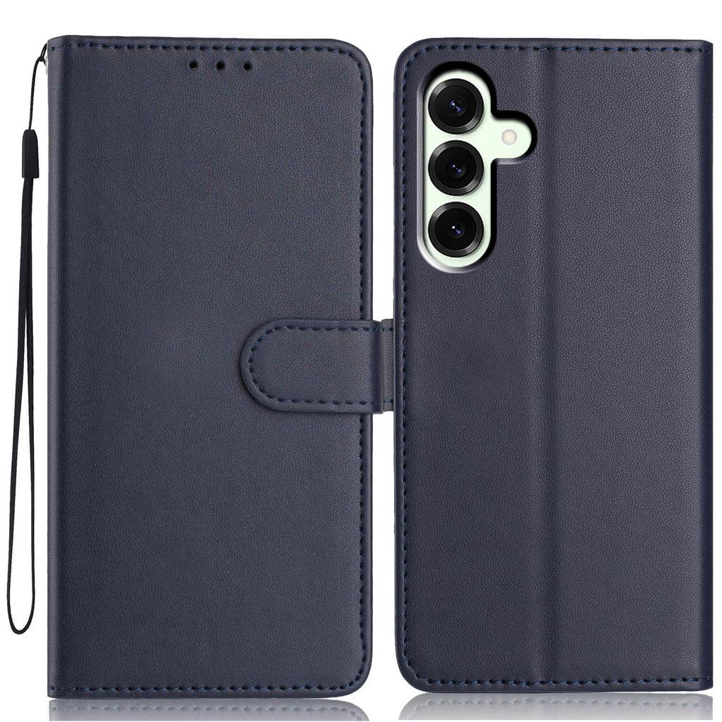 For Samsung Galaxy S25 FE Wallet Case with Strap/Multiple Card Slots Solid Color Leather Stand Phone Cover