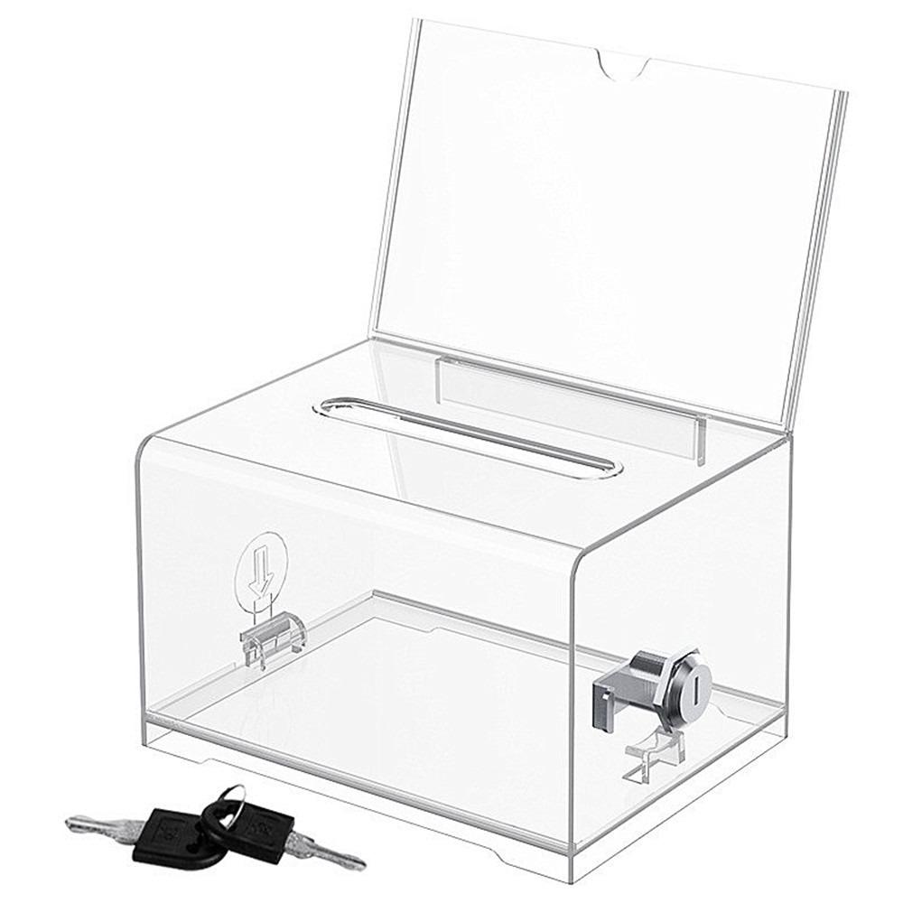 Voting Charity Acrylic Donation Box With Lock Suggestion Box Portable Ballot Box  Business