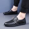 Новая мужская повседневная обувь из полой кожи, мужские трендовые дышащие туфли с отверстиями, сандалии из коровьей кожи с сумкой, обувь для папы среднего возраста
