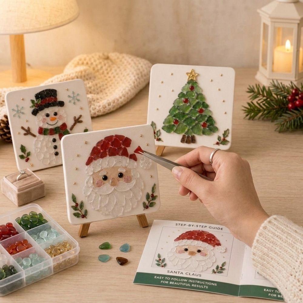 Ocean-Inspired Christmas Sea Glass Art Kit Mosaic Crushed Glass Art For Beginners