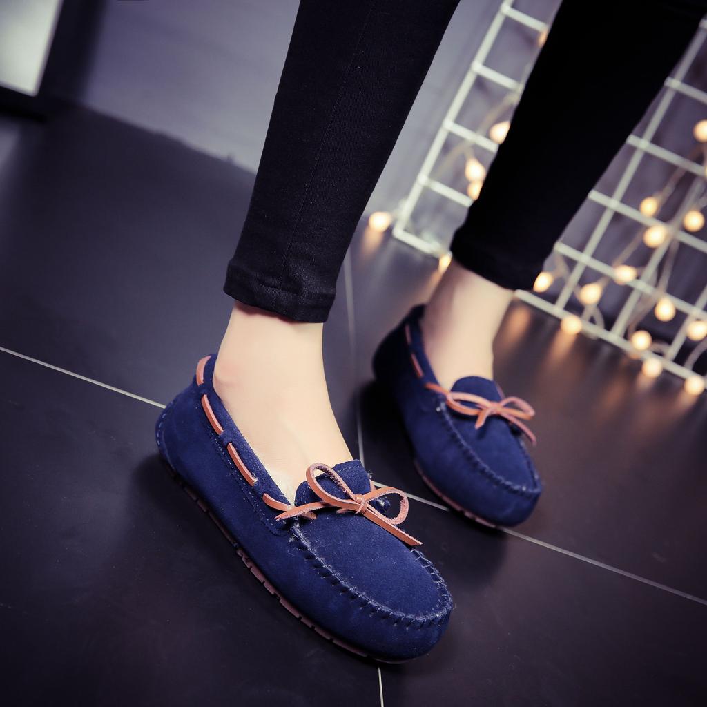 Women Winter Warm 100% Genuine Leather Flat Shoes Casual Loafers Slip On Women's Flats Plush Shoes Moccasins Lady 2024