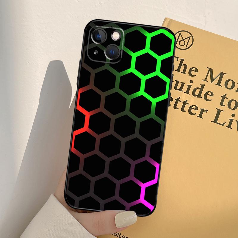 Чехол для телефона с 3D шестиугольными огнями для iPhone 12 11 13 14 Pro Max X XR XS Max 7 8 Plus SE 2020 12 Mini 13 Mini Cover