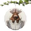 Highland Cow Windmill Garden Decor - 25.4cm (10-inch) Metal 3D Art Hanging Ornament, Floral Print Design