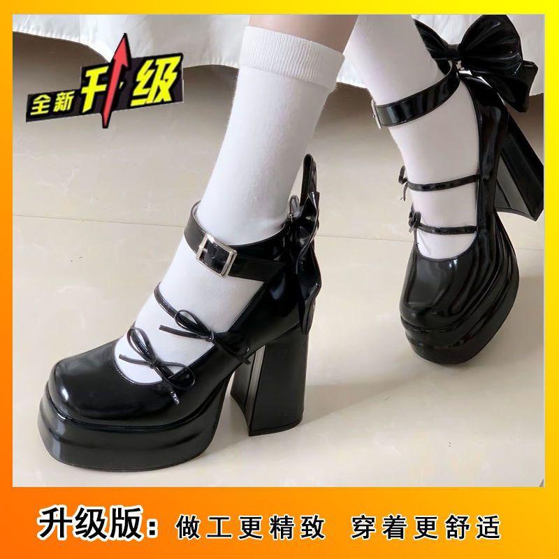 2025Туфли лолиты милый принцессный стиль туфли лолиты милые туфли из кожи для девочки водонепроницаемые каблуки-таблетки