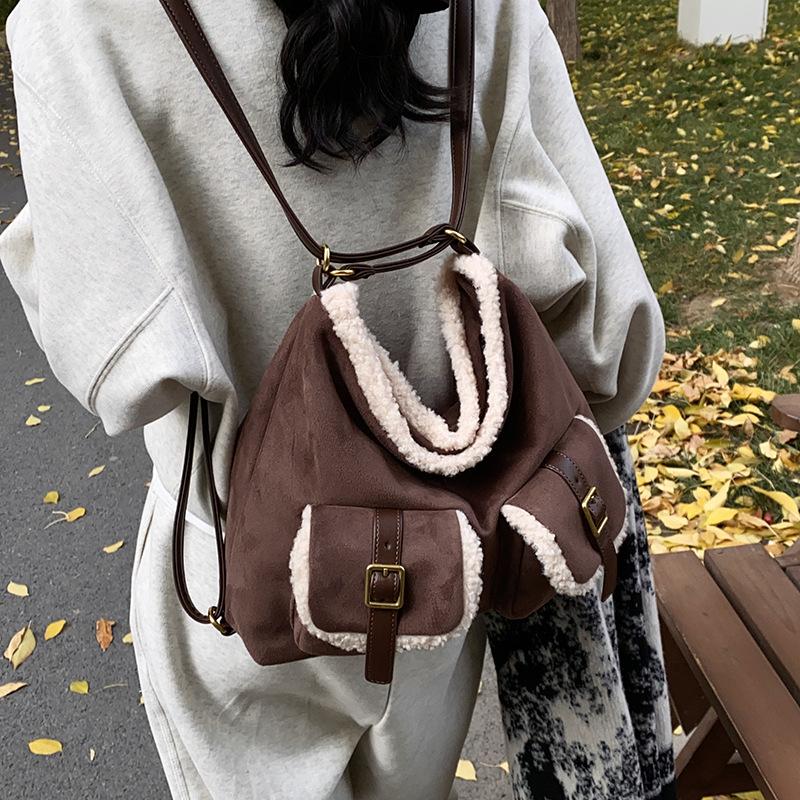 Студенческий классный рюкзак женский зимний новый ретро мода матовая сумка-тоут текстурированная женская сумка