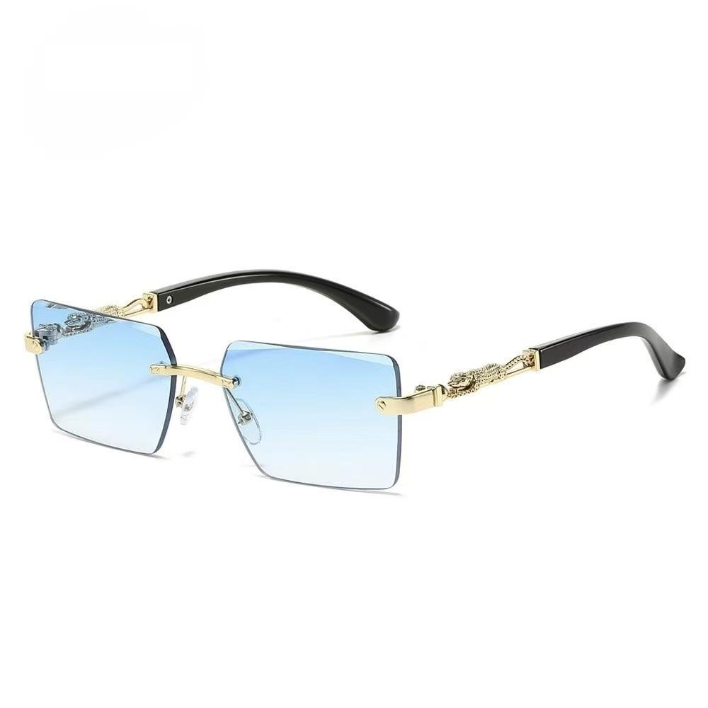 New borderless sliced fashion sunglasses European and American personalized leopard decoration personalized trimmed PC sunglasses