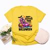 Футболки с графическим принтом «Жду Хэллоуина» Милая жуткая летняя футболка на Хэллоуин Смешная футболка со скелетом Футболки с коротким рукавом в стиле ретро