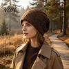 Layered Style Winter Beanies for Girls Knit Women, Thick Slouchy Skull Cap with Diamond Warm Woolen Cold Weather Texture, Soft Cozy Casual Hat Outdoor