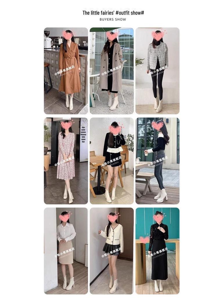 Женские белые водонепроницаемые французские ботинки на платформе - квадратный носок, толстый массивный каблук, осень/зима 2025