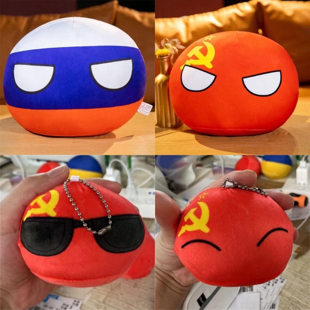 Ball Toy Gift USSR Country Ball Plush Pendant Polandball Plush Keyring Keychain Country Ball Toy