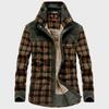 Men's Padded and Thickened Plaid Shirt Long-sleeved Warm Business Casual Cotton Jacket
