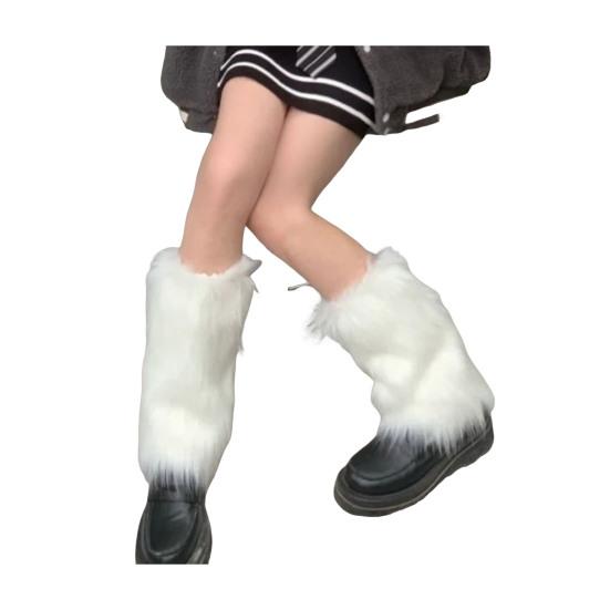 Faux Fur Fuzzy Leg Warmer for Women Girls Soft Plush Furry Boot Covers Winter Warm Boot Cuff Sleeves for Party Costume