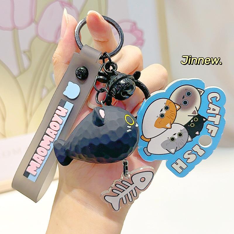 Плюшевый кот, брелок для ключей в виде рыбки, кошелек для монет, мультяшное животное, подвеска-брелок, подарок для детей