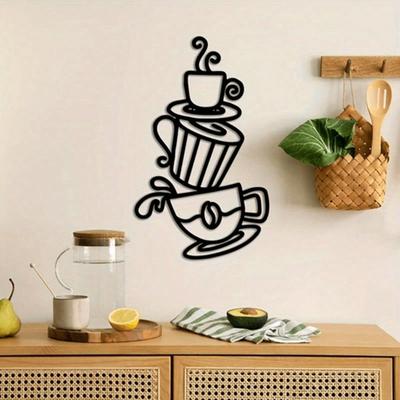 Металлическое настенное искусство Кофейная чашка Прочный декор Дом Кухня Подарок Подвесной аксессуар